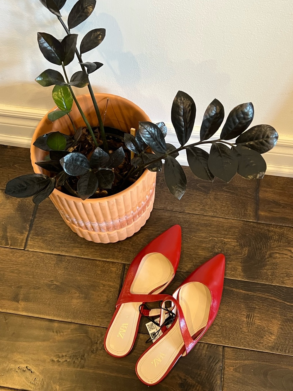 NWT Zara Red Slip On Pointed Toe Flats